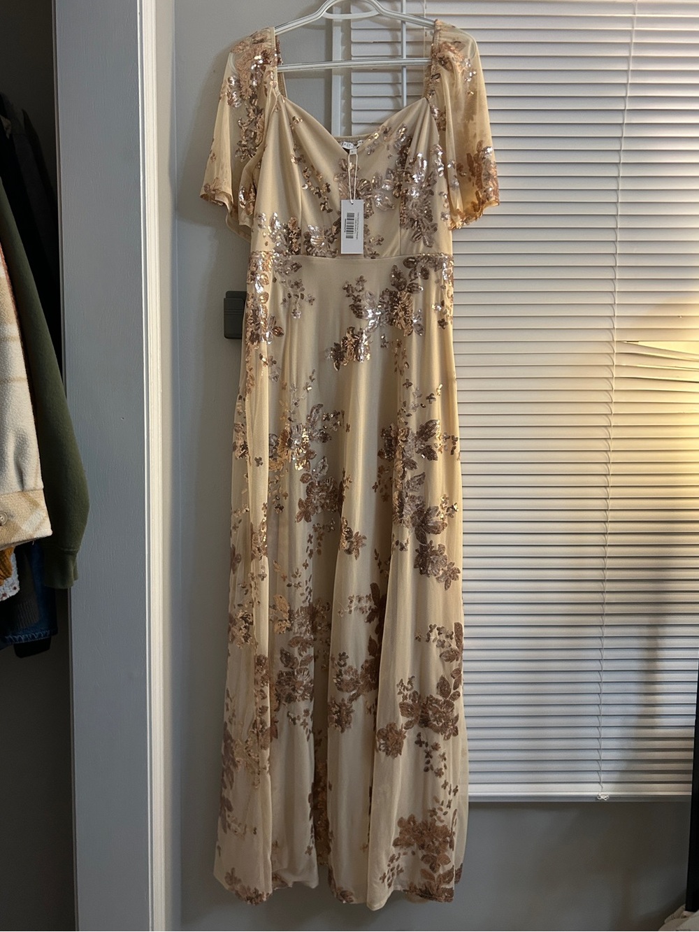 NWT Baltic Born Karina Sequin Maxi Dress Size Large Champagne - Picture 2 of 12
